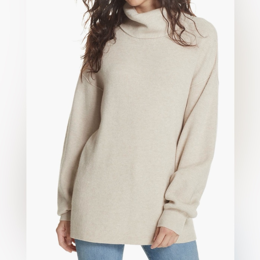 Free People Softly Structured Knit Tunic Oatmeal Heather